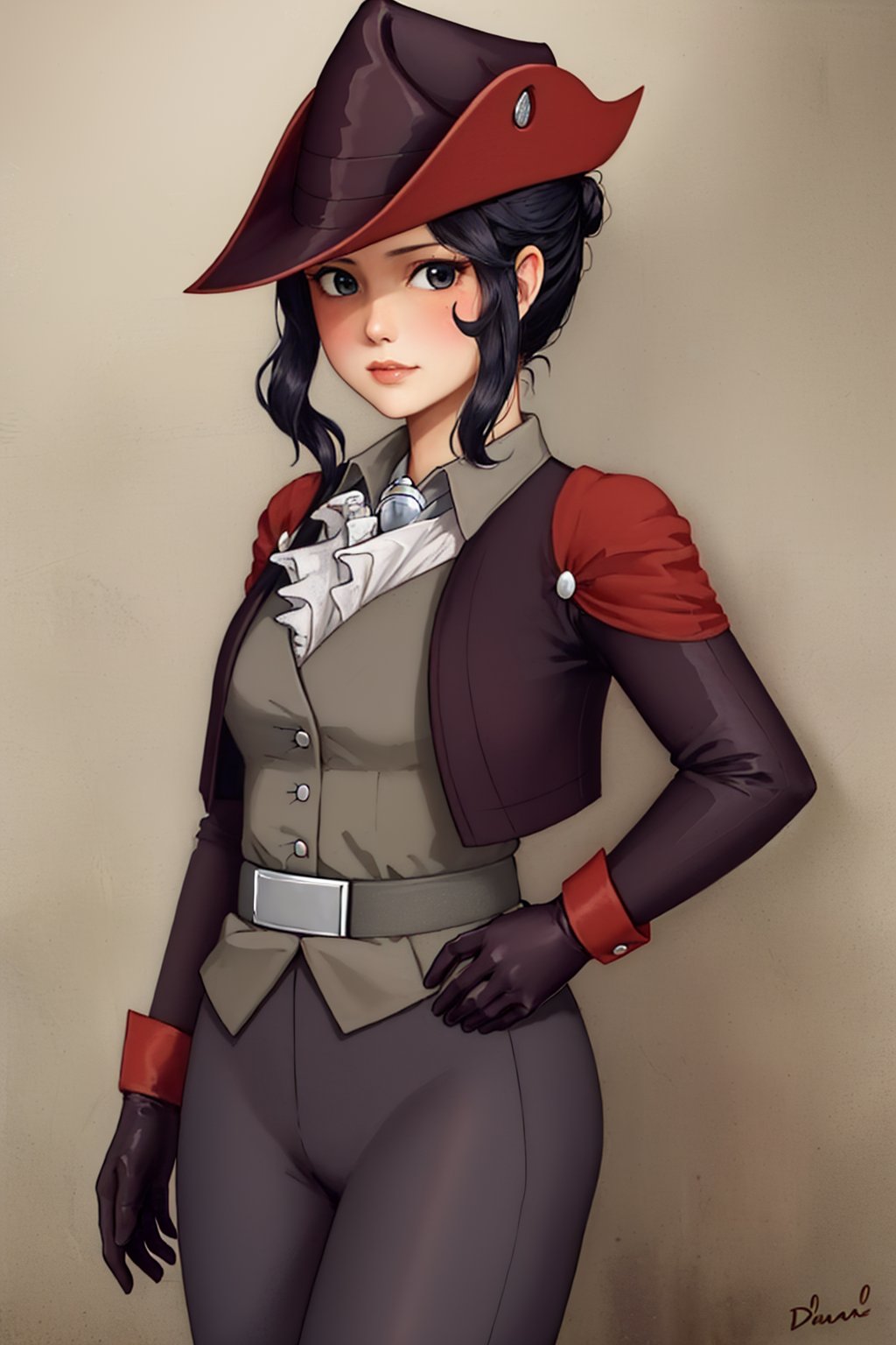 00002-859337251-(masterpiece, best quality_1.2), , cowboy shot, solo, 1girl, bhdiana, slight smile, looking at viewer, hand on hip, hat, jacket,.jpg